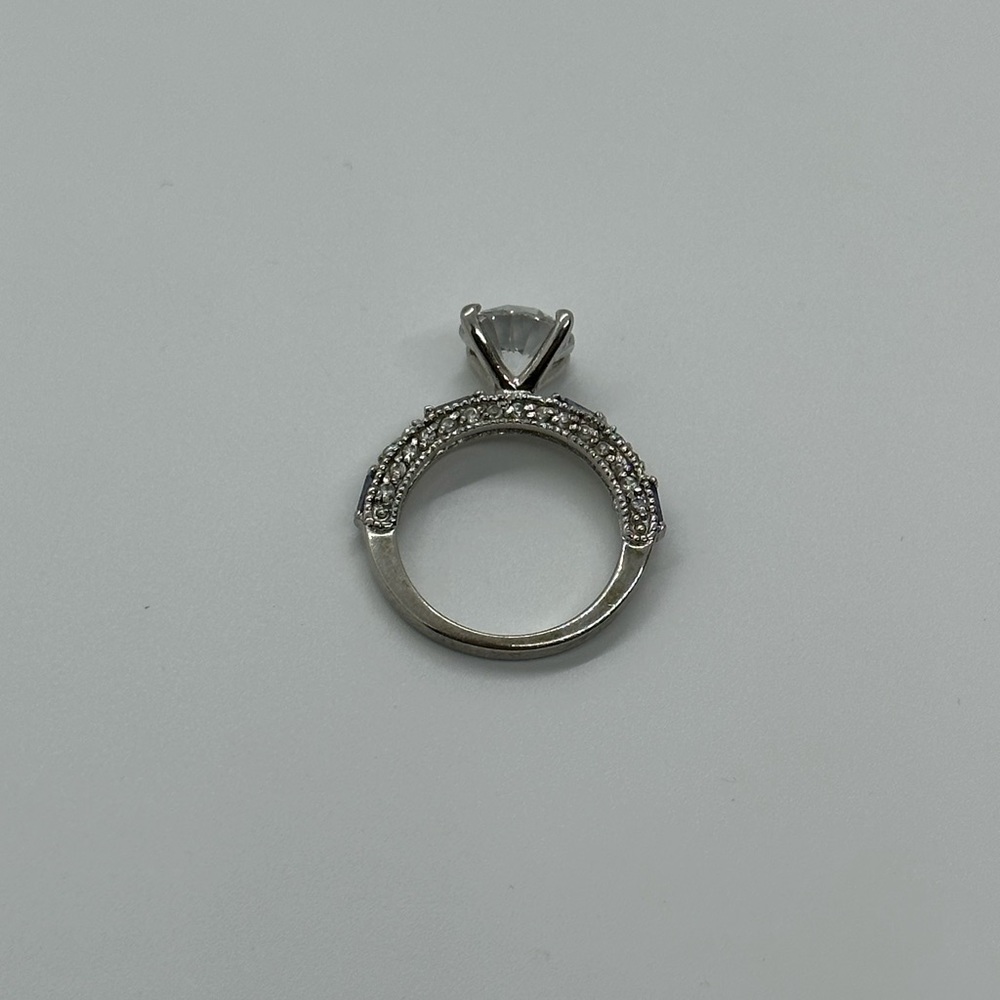 Engagement Cocktail Ring CZ and Blue Stones Sterling Silver - Picture 12 of 13